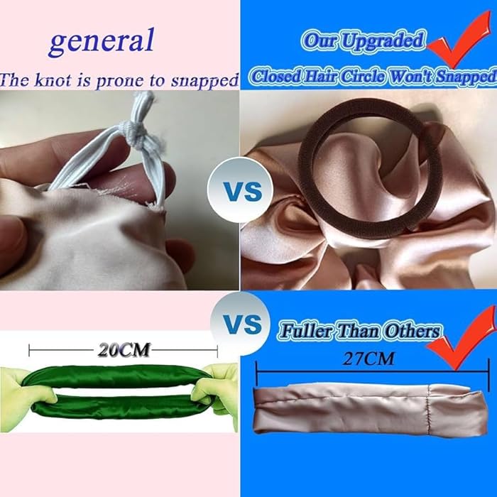 Silk Hair Scrunchies Large Size Satin Scrunchies Soft Hair Ties for Curly and Thick Hair, Prevent Shedding and Frizz, 2 Pack* - Image 2